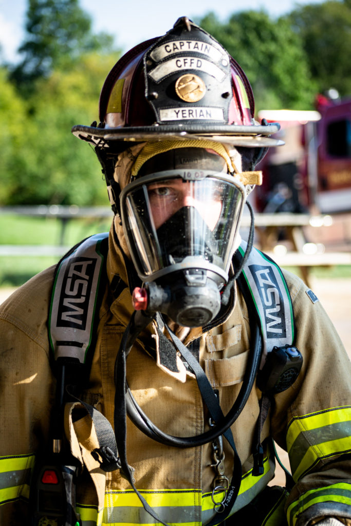 Firefighter in mask